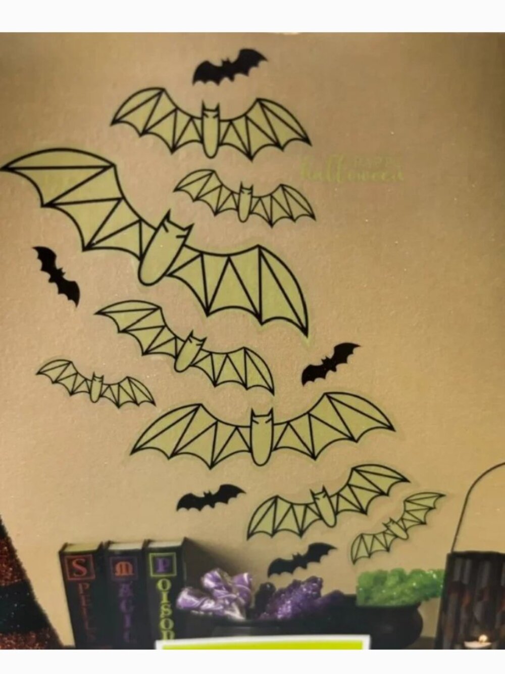 Reuseable Wall Decal Halloween Flying Bats Black Vinyl Art Home Decoration